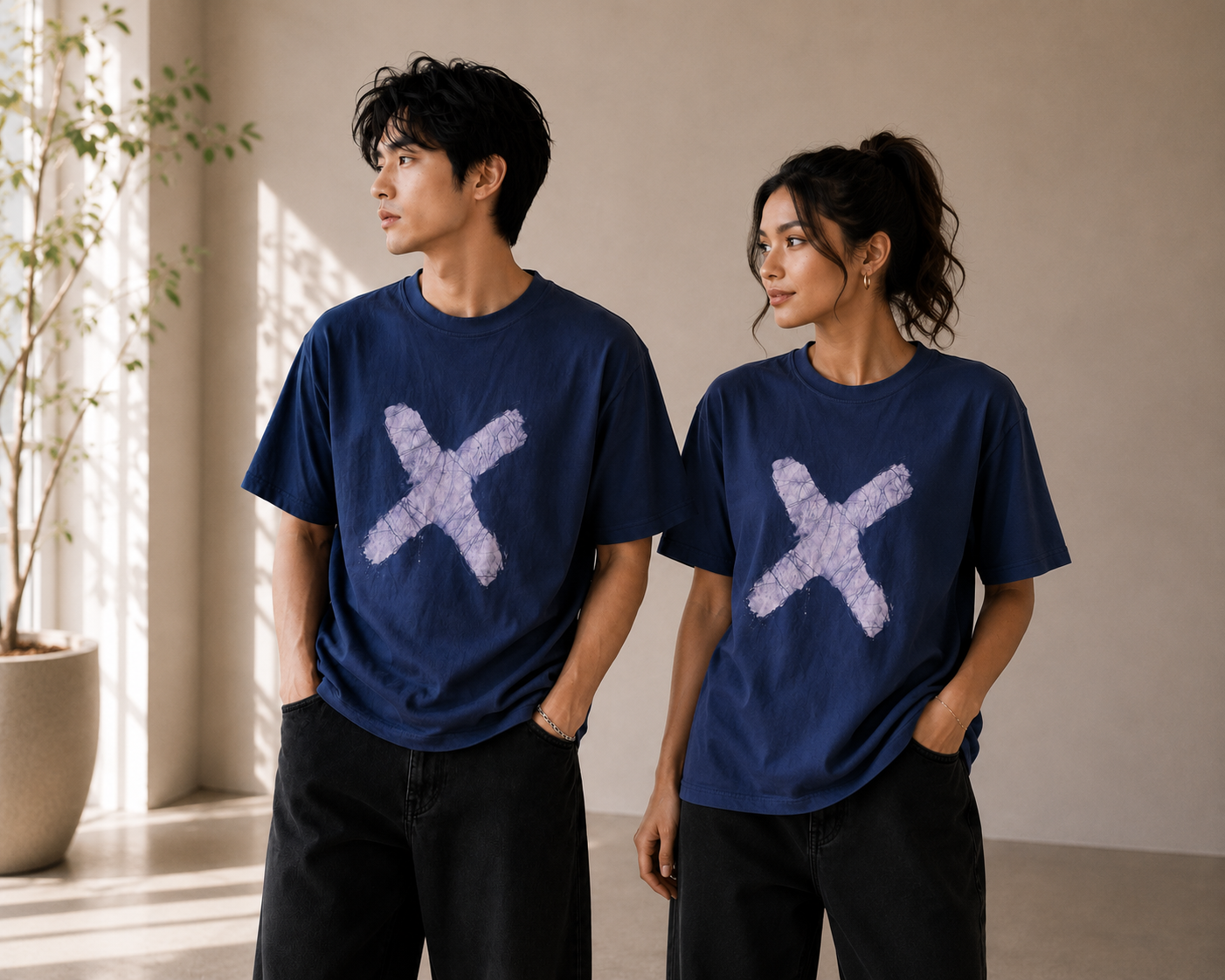 Indigo Cross Batik Tee