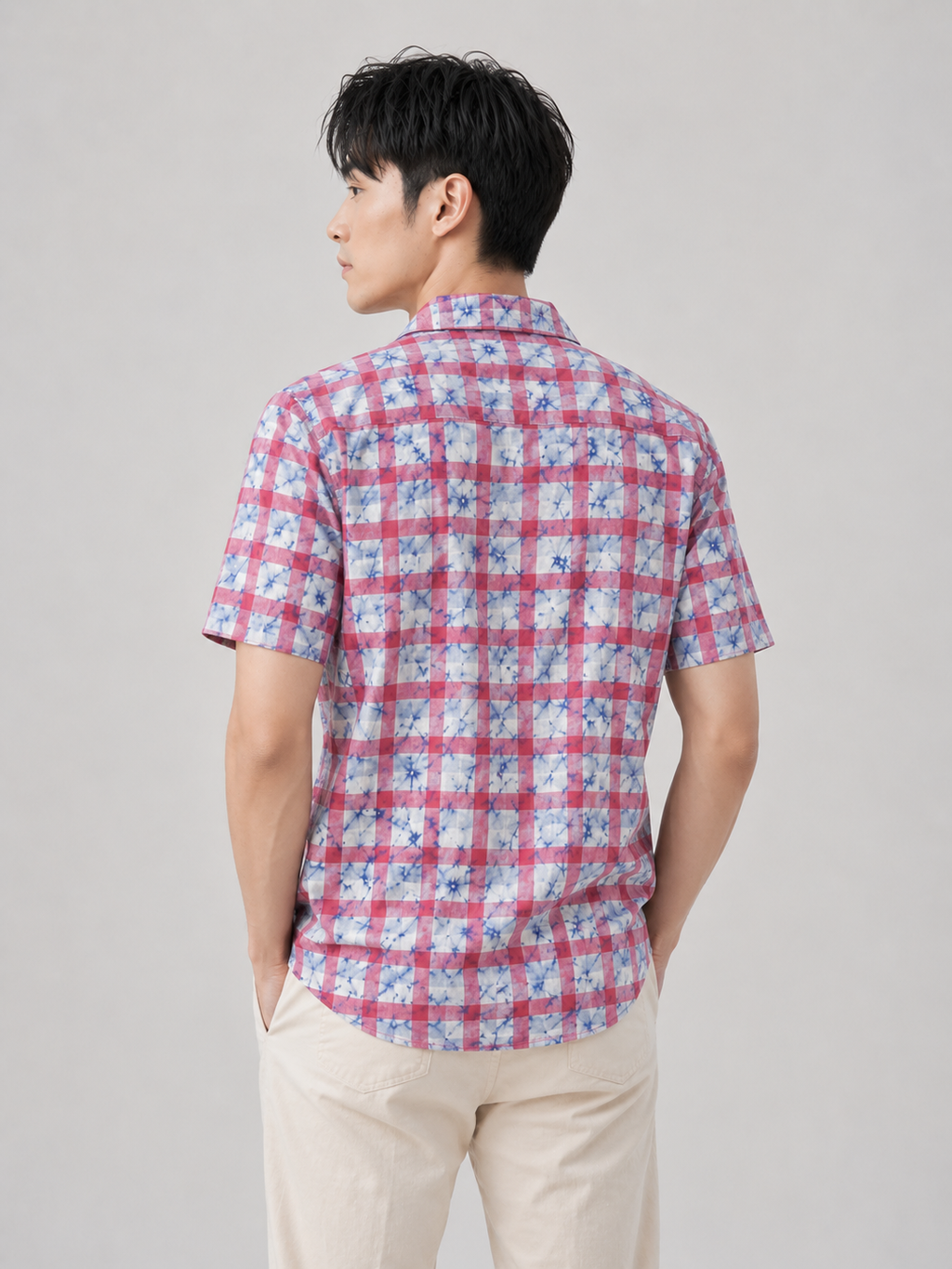 Indigo Grid Batik Shirt I