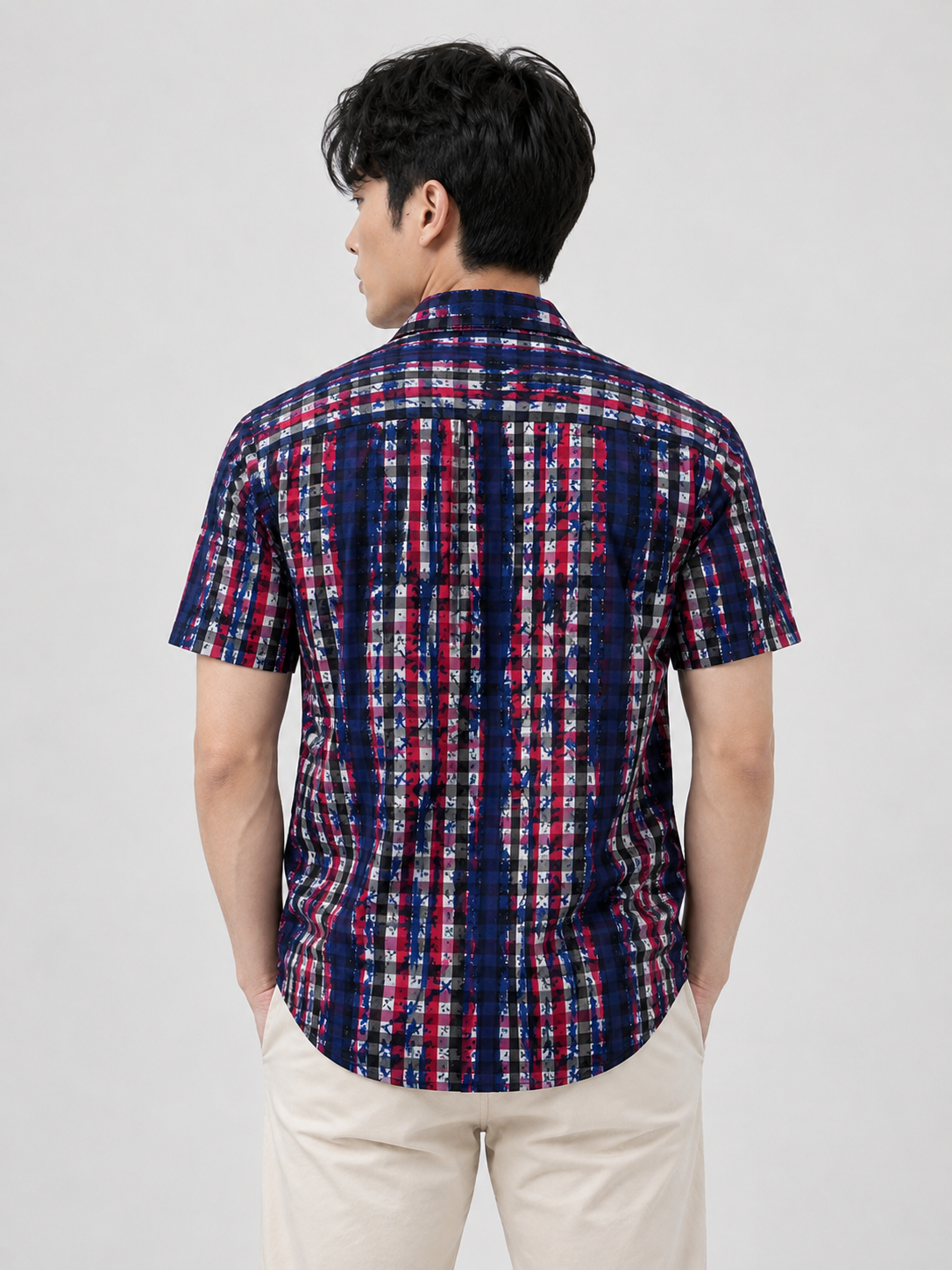 Indigo Grid Batik Shirt II