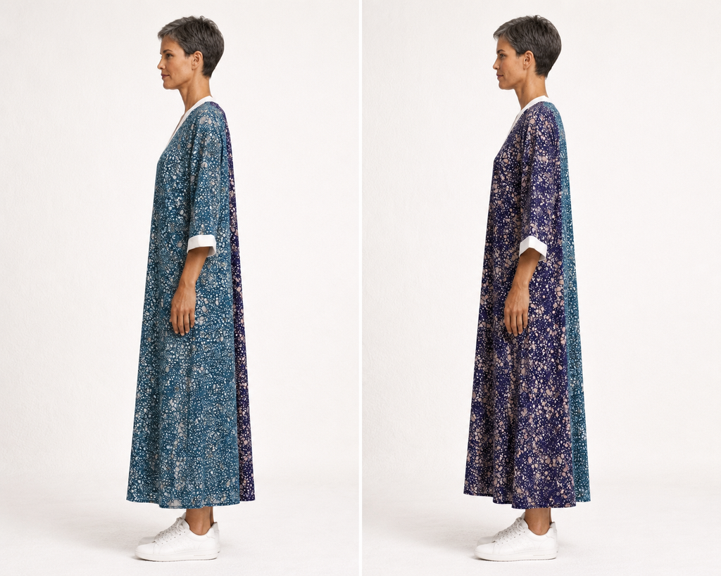 Twilight Contrast Rib Batik Dress