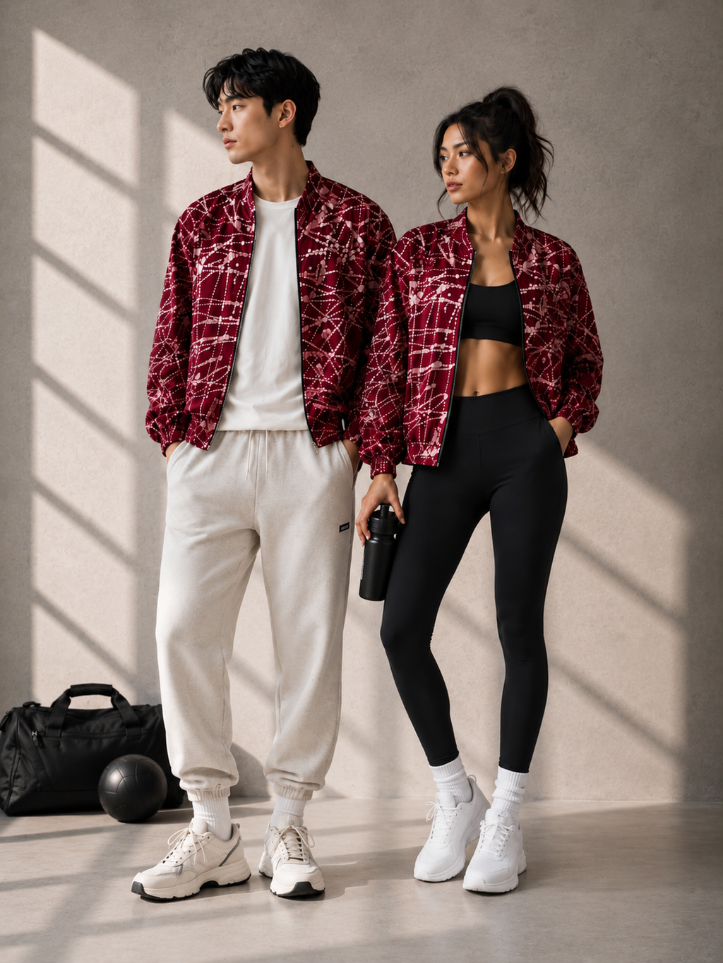 Crimson Splatter Batik Bomber Jacket