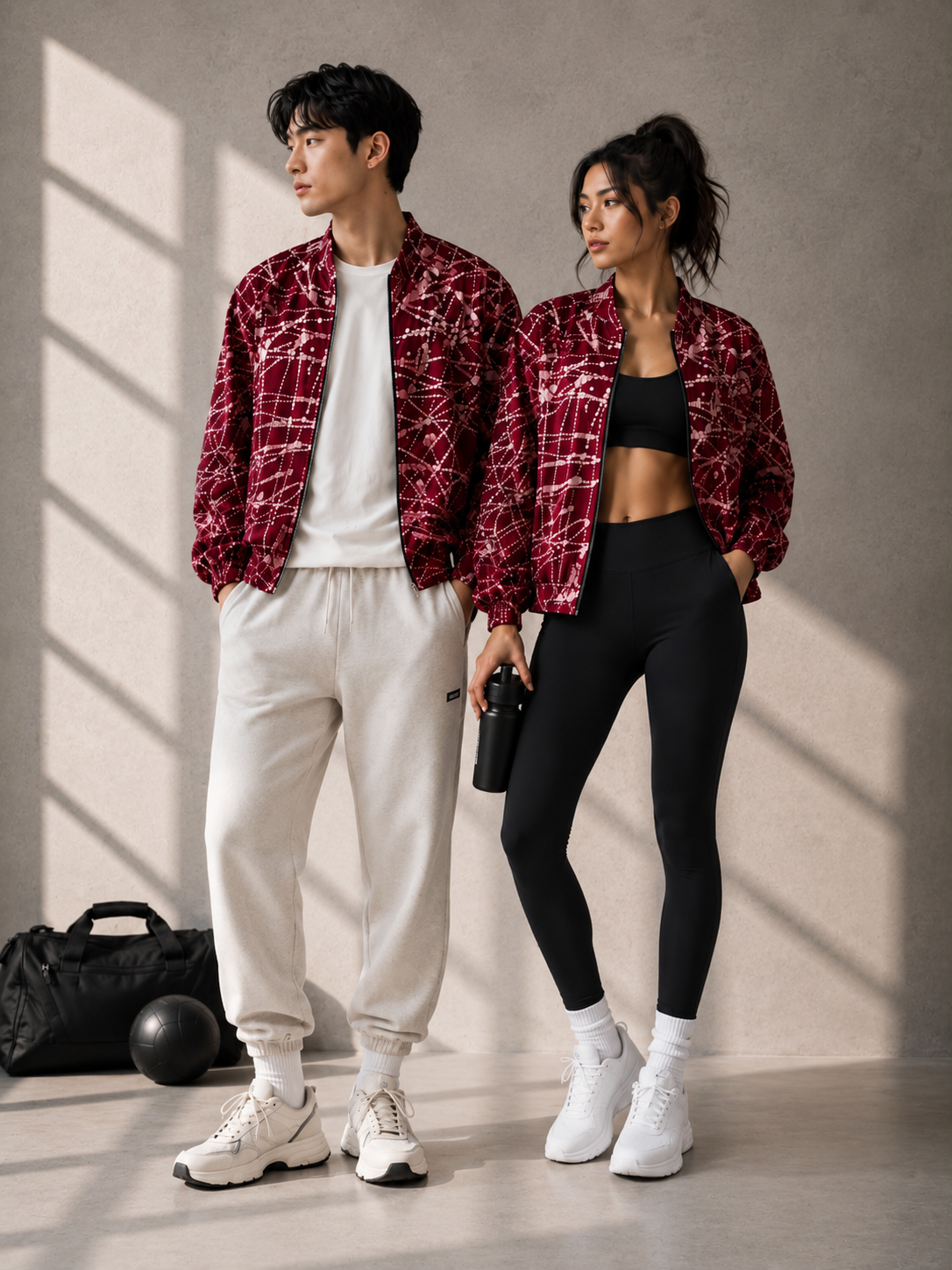 Crimson Splatter Batik Bomber Jacket