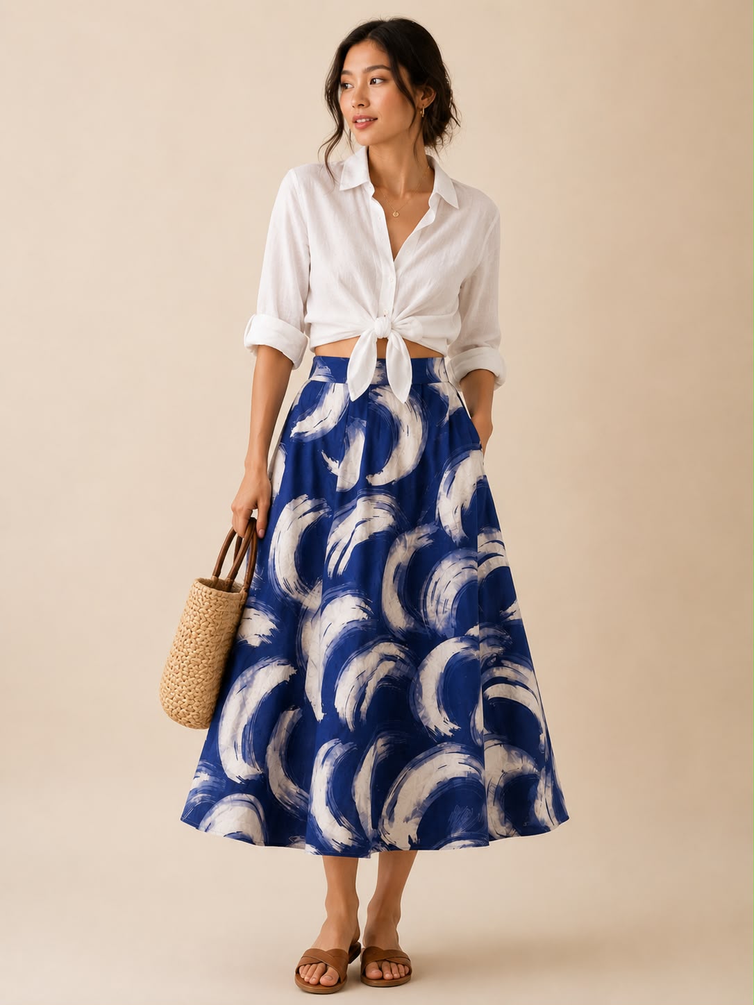 Ocean Waves Batik Skirt