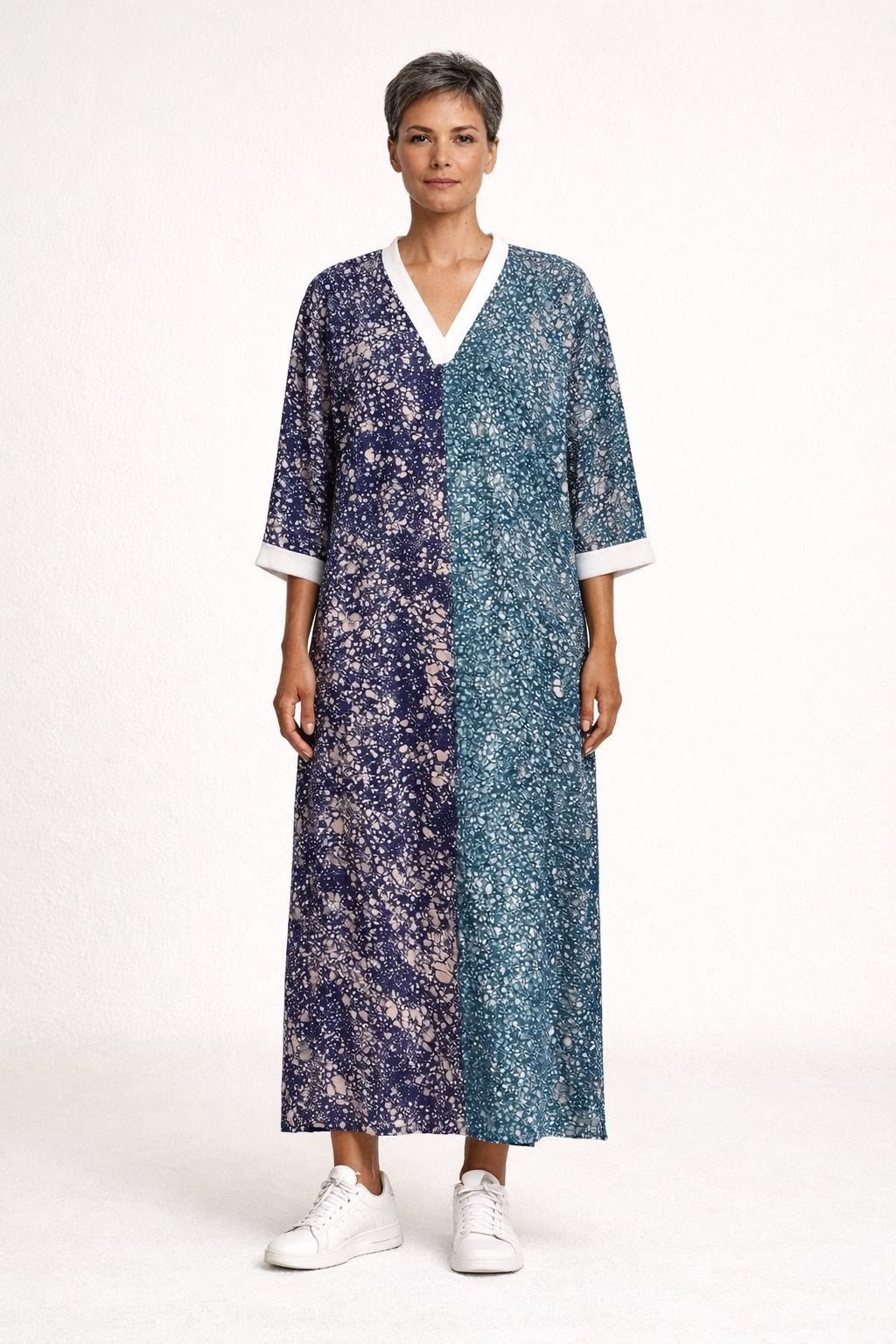 Twilight Contrast Rib Batik Dress
