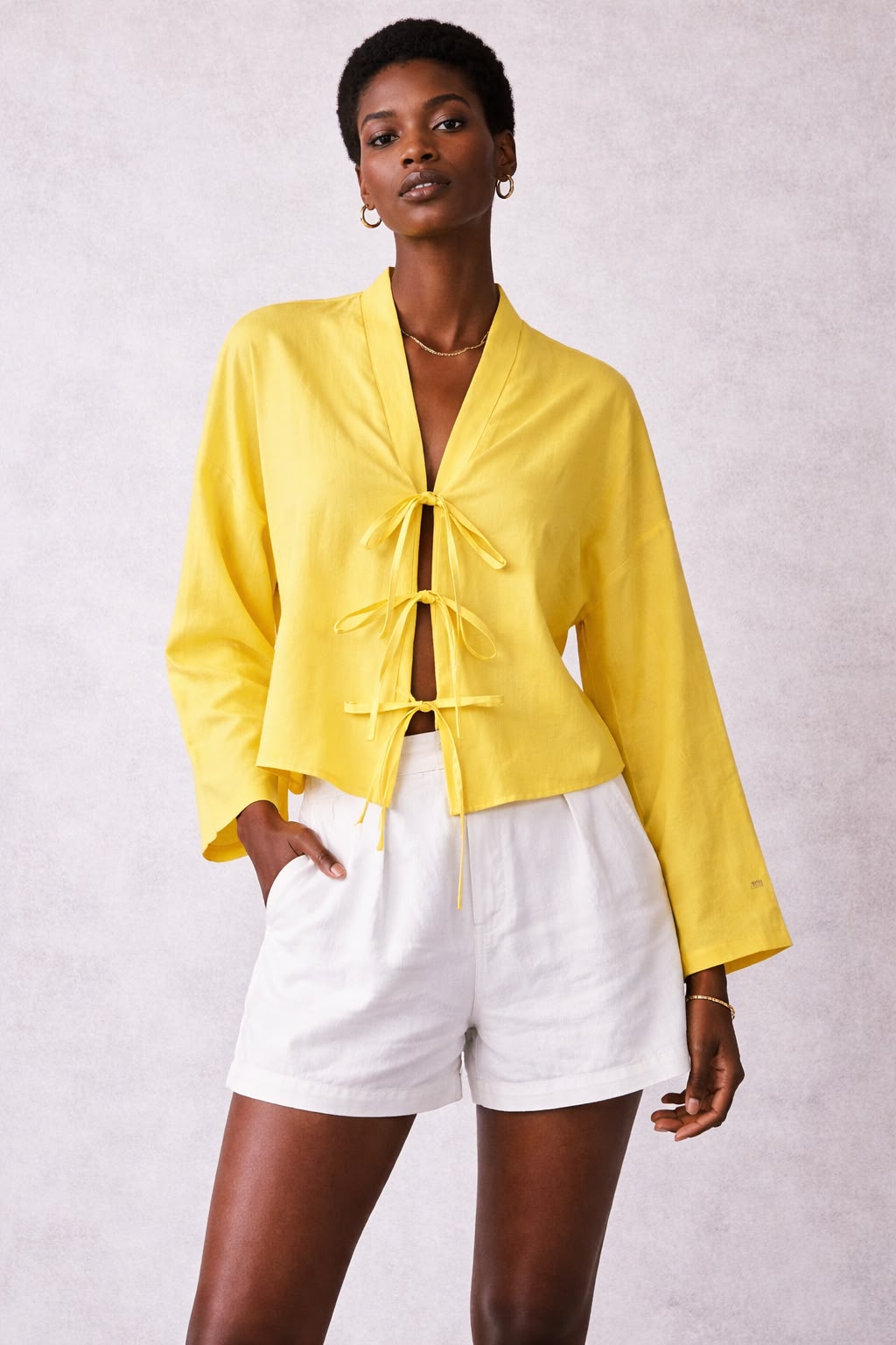 Golden Sol Tie-Front Top
