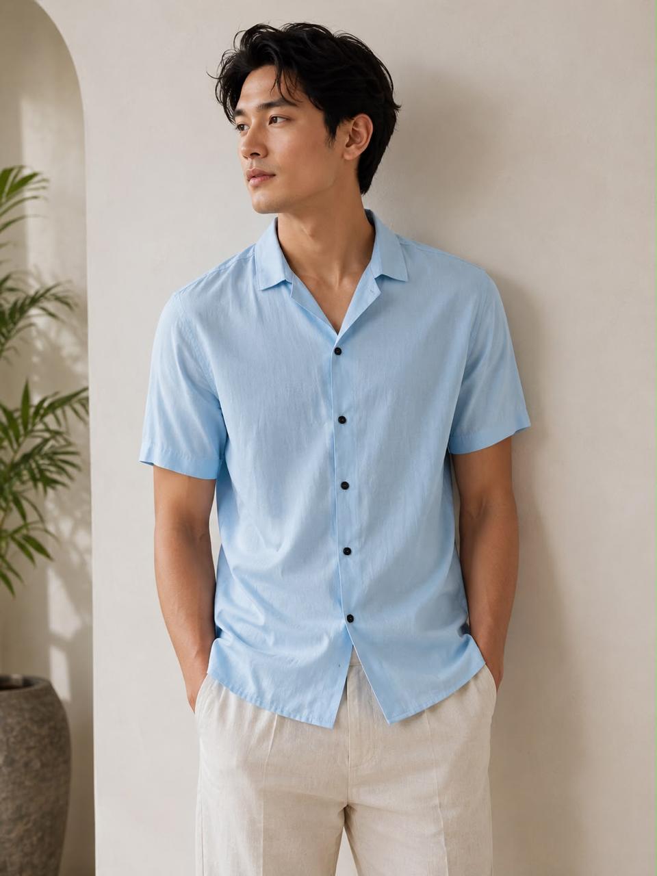 Sky Blue Linen Shirt