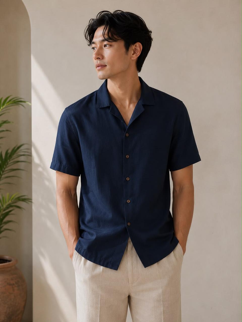 Midnight Navy Linen Shirt