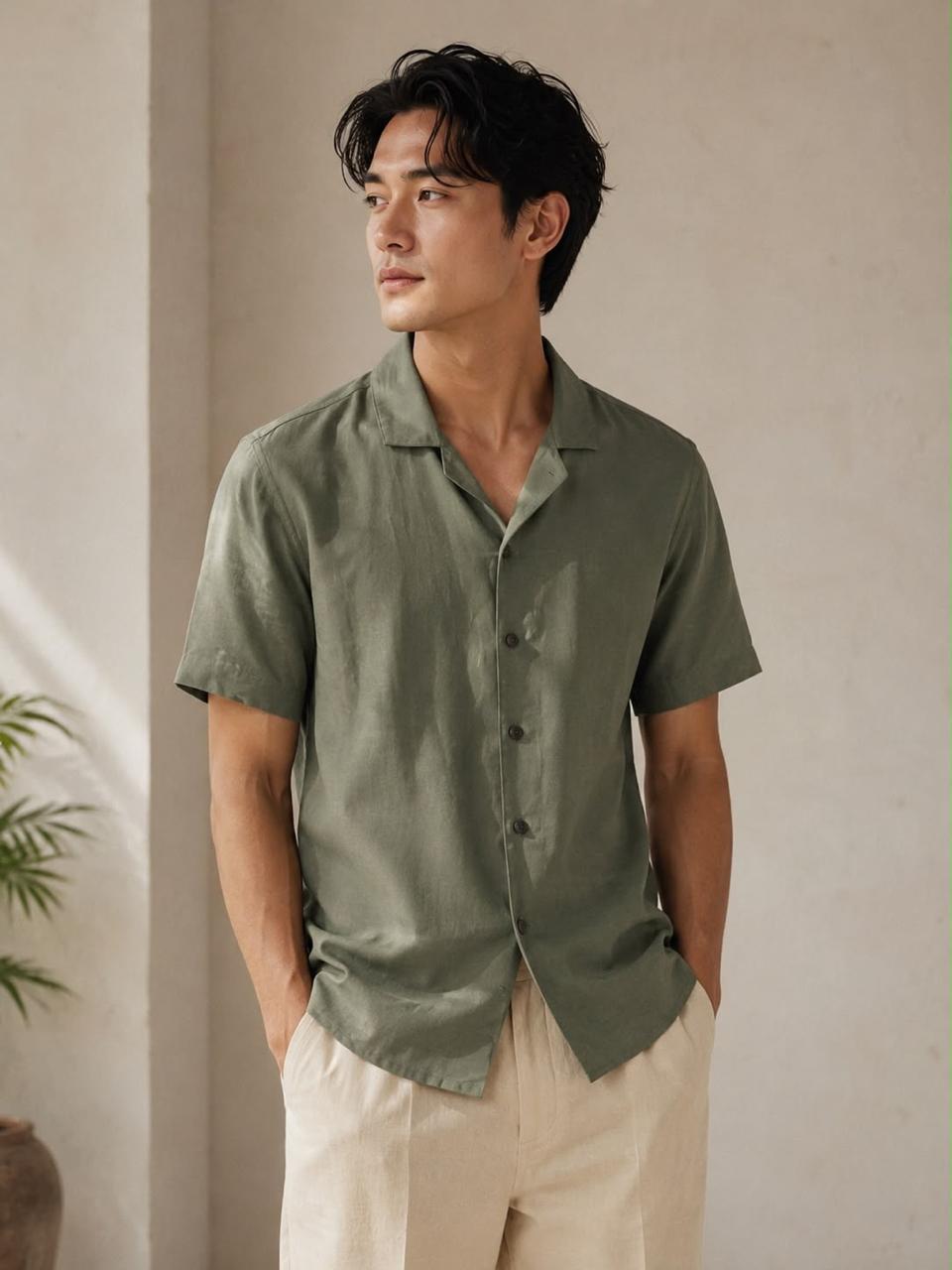 Sage Olive Linen Shirt