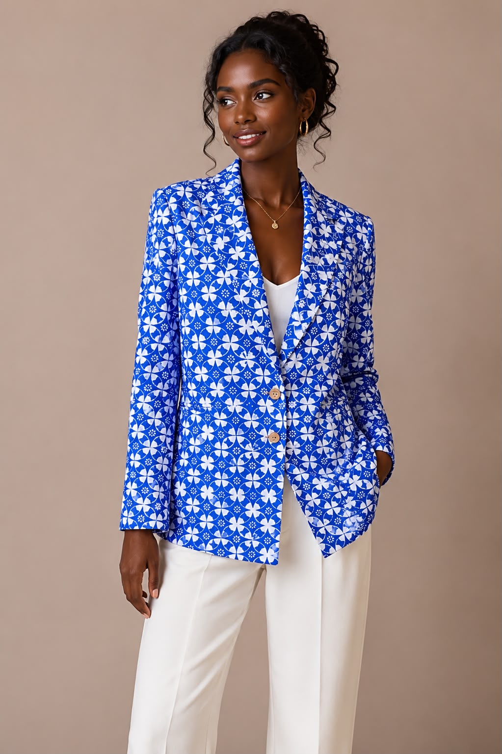 Azure Bloom Batik Blazer