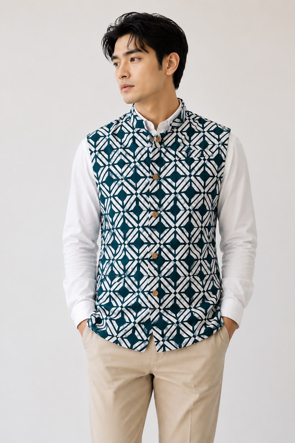 Mosaic Block Batik Neru Jacket