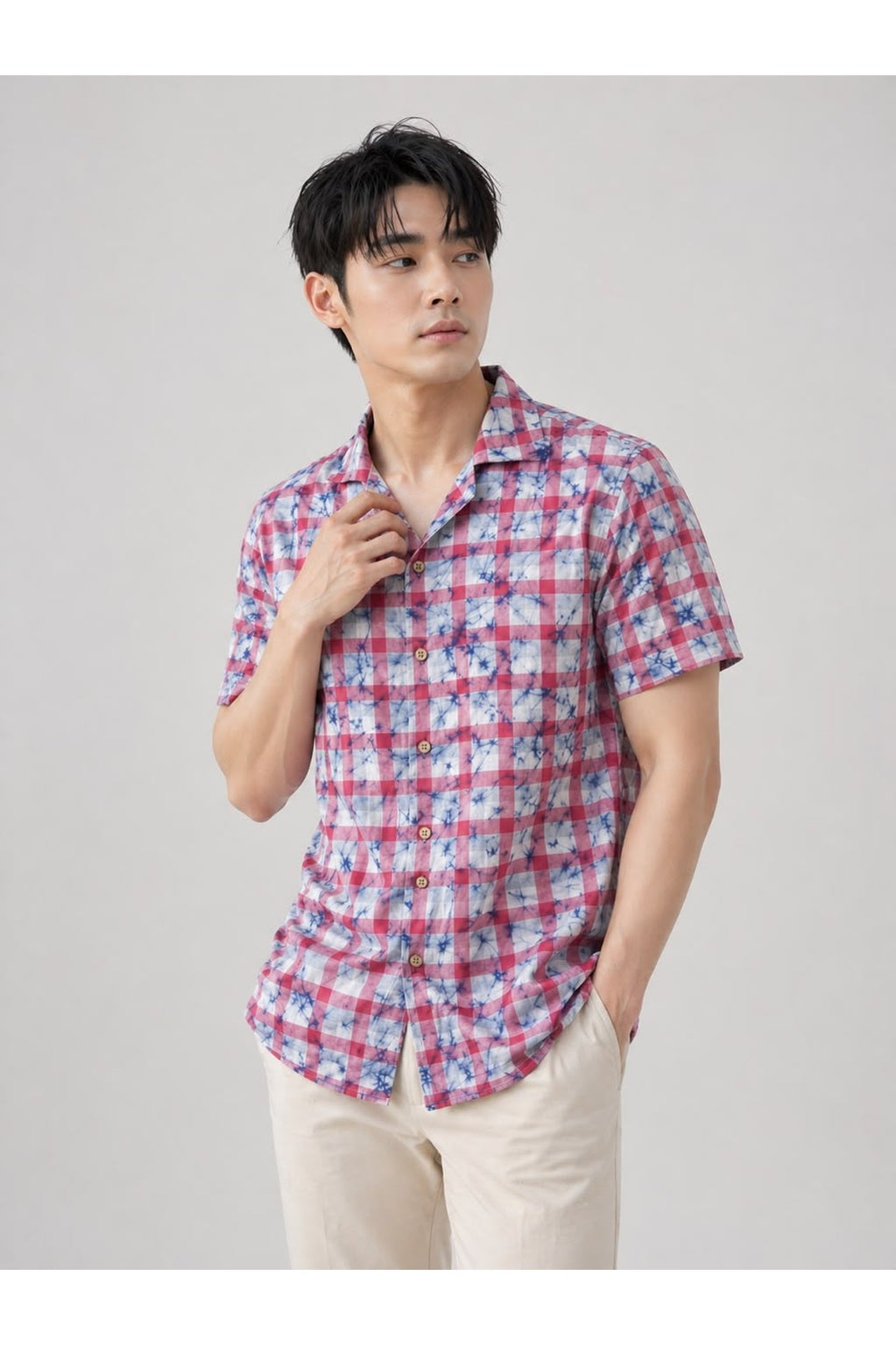Indigo Grid Batik Shirt I